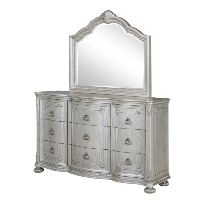 Silver Dresser & Mirror